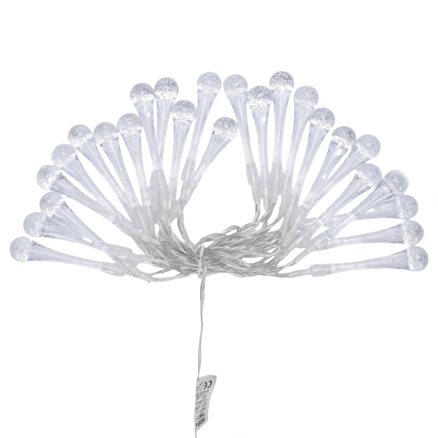 Aigostar - LED Outdoor String Lights 25 LEDs / 8 lighting modes 3xAA 2.5 m IP44 warm white drop-shaped