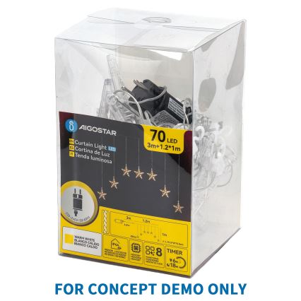 Aigostar - LED Outdoor Christmas String Lights 25 LEDs / 8 Functions 3xAA 2.8m IP44 Cool White