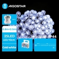 Aigostar - LED outdoor Christmas string lights 25xLED/3xAA/8 modes 2.8 m IP44 cool white