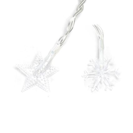 Aigostar - LED Outdoor Christmas String Lights, 25 LEDs / 8 functions, 3xAA, 2.5 m, IP44, warm white, star-shaped