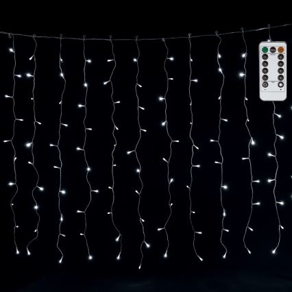 Aigostar - LED Outdoor String Lights 300xLED/8 Functions 3x1m IP44 Cool White + Remote Control