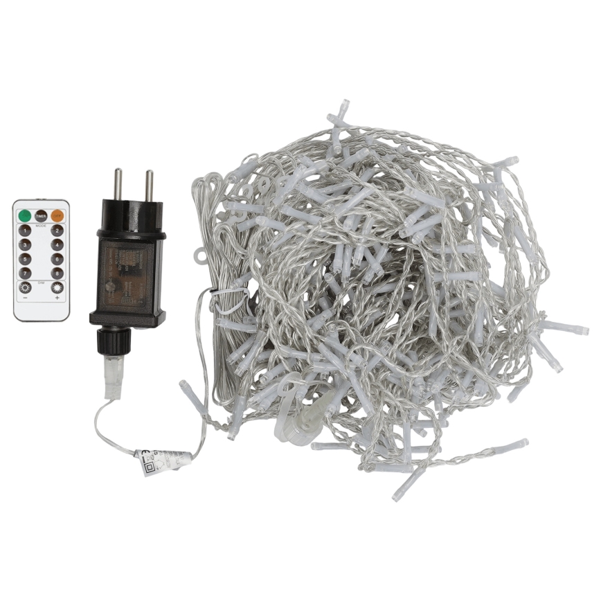 Aigostar - LED Outdoor String Lights 300xLED/8 Functions 3x1m IP44 Cool White + Remote Control