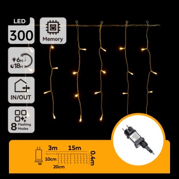 Aigostar - LED Outdoor Christmas String Lights, 300 LEDs / 8 modes, 15 x 0.4 m, IP44, Warm White