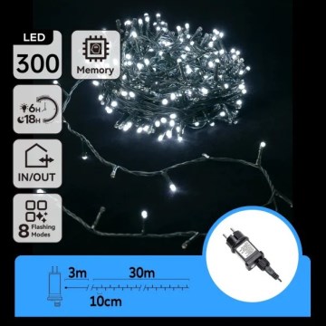 Aigostar - LED Outdoor Christmas String Lights, 300 LEDs / 8 Modes, 30 m, IP44, Cool White