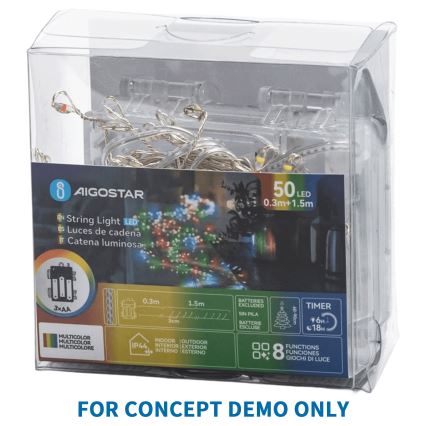 Aigostar - LED Outdoor Christmas String Lights 300 LEDs / 8 modes 3xAA 9.3 m IP44 multicolor