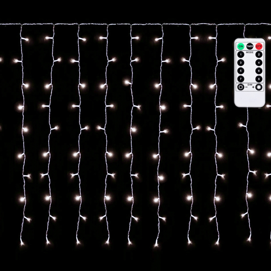 Aigostar - LED Outdoor Christmas String Lights, 300 LEDs / 8 Modes, 3×1 m, IP44, Cool White + Remote Control