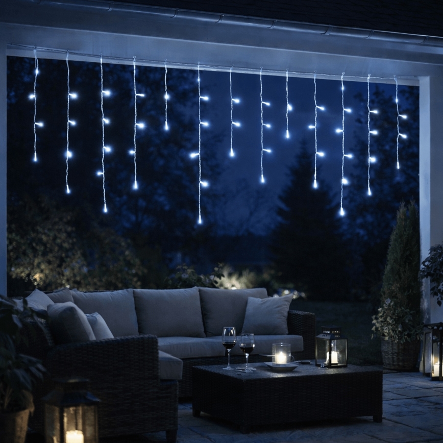 Aigostar - LED Outdoor Christmas String Lights 300 LEDs / 8 functions 3 x AA 18 x 0.6 m IP44 Cool White