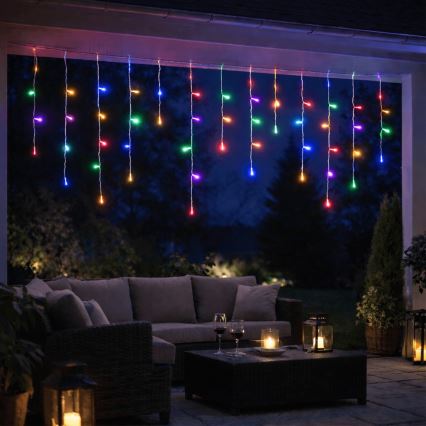 Aigostar - LED Outdoor Christmas string lights 300xLED/8 lighting modes 3xAA 18x0,6 m IP44 multicolor