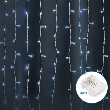Aigostar - LED Outdoor Christmas String Lights 300xLED/8 functions 3xAA 6x2m IP44 cool white