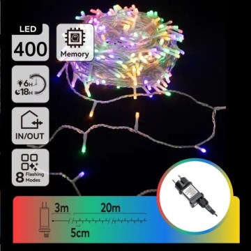 Aigostar - LED Outdoor Christmas String Lights, 400 LEDs / 8 Functions, 20 m, IP44, Multicolor