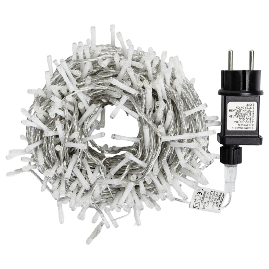 Aigostar - LED Outdoor Christmas String Lights 400 LEDs/8 functions 23m IP44 Cool White