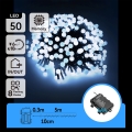 Aigostar - LED Outdoor Christmas String Lights, 50 LEDs / 8 Modes, 3x AA, 5.3 m, IP44, Cool White