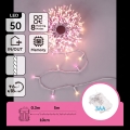 Aigostar - LED Outdoor Christmas String Lights 50 LEDs/8 Modes 3xAA 5.3m IP44 Pink/Warm White