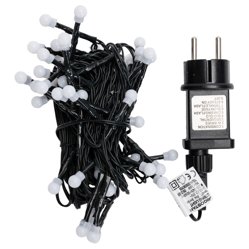 Aigostar - LED Outdoor Christmas String Lights 50 LEDs / 8 Modes, 8m, IP44, Warm White