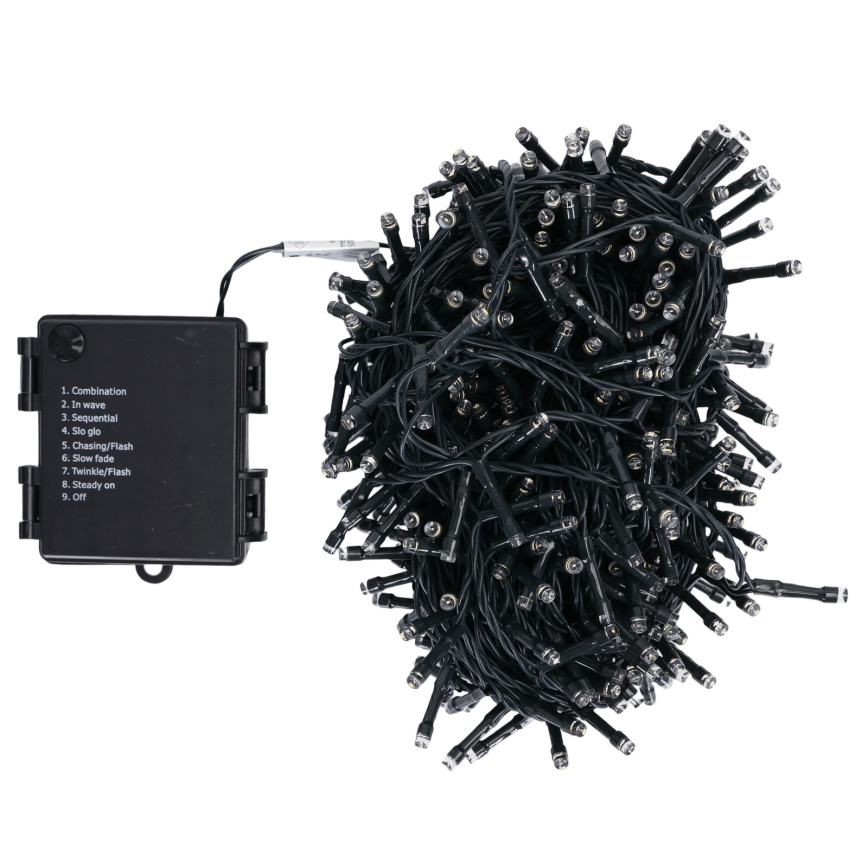 Aigostar - LED Outdoor Christmas String Lights 500 LEDs / 8 Functions 4xAA 25.3 m IP44 Warm White