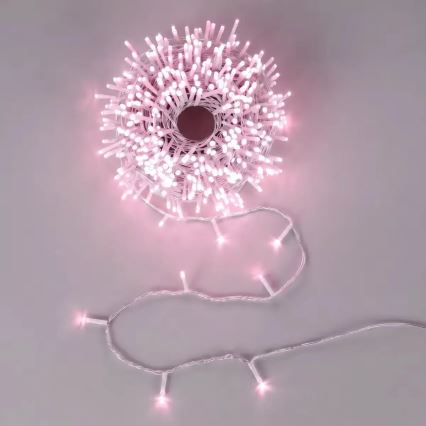 Aigostar - LED Outdoor Christmas String Lights, 500 LEDs / 8 modes, 53 m, IP44, pink