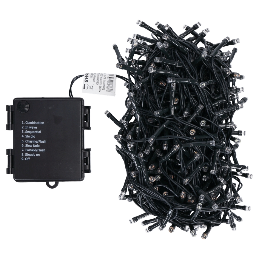 Aigostar - LED Outdoor Christmas String, 500 LEDs, 8 Lighting Modes, 4×AA, 25.3 m, IP44, Multicolor