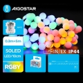 Aigostar - LED Outdoor Christmas String Lights 50xLED/3xAA/8 lighting modes 5.3 m IP44 Multicolor