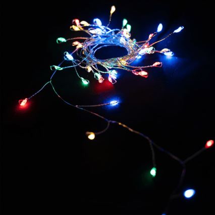 Aigostar - LED Outdoor Christmas string lights 50xLED/8 functions 3xAA 1.8m IP44 multicolor