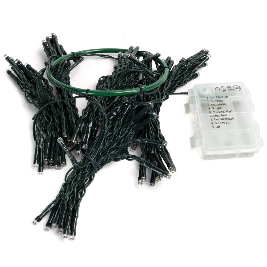 Aigostar - LED Outdoor Christmas String Lights 72 LEDs / 8 modes 3xAA 1.2 m IP44 warm white