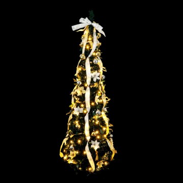 Aigostar - LED Outdoor Christmas Tree, 100 LEDs, 1.5 m, IP44, White/Gold, Warm White