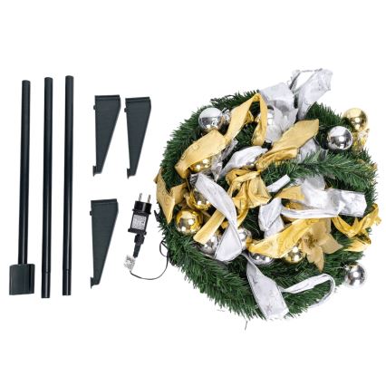 Aigostar - LED Outdoor Christmas Tree, 100 LEDs, 1.5 m, IP44, White/Gold, Warm White