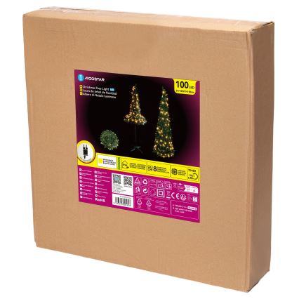 Aigostar - LED Outdoor Christmas Tree, 100 LEDs, 1.5 m, IP44, green with warm white LEDs