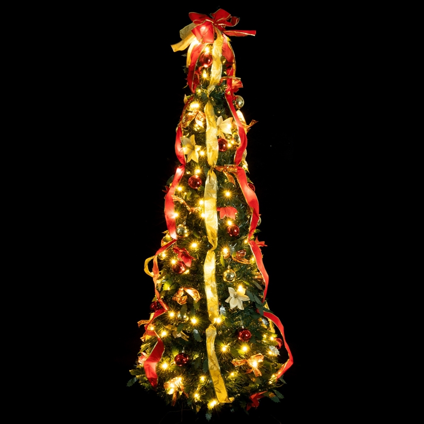 Aigostar - LED Outdoor Christmas Tree, 150 LEDs, 1.8 m, IP44, Red/Gold, Warm White