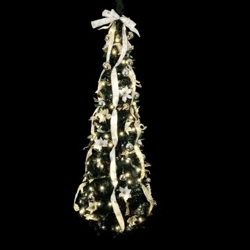 Aigostar - LED Outdoor Christmas Tree, 150 LEDs, 1.8 m, IP44, white/gold, cool white