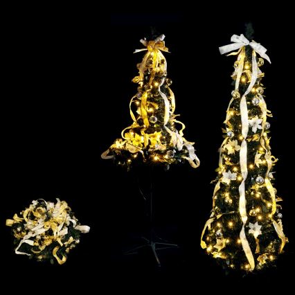 Aigostar - LED Outdoor Christmas Tree 150 LEDs 1.8 m IP44 White/Gold Warm White
