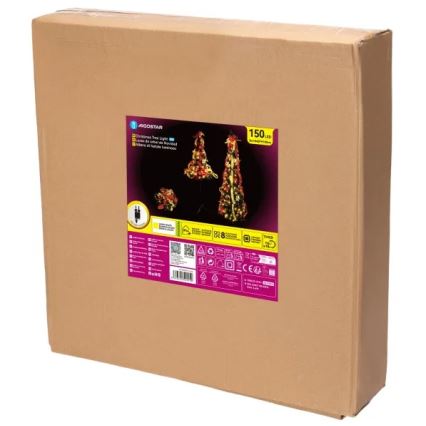 Aigostar - LED Outdoor Christmas Tree, 150 LEDs, 1.8 m, IP44, Red/Gold, Warm White