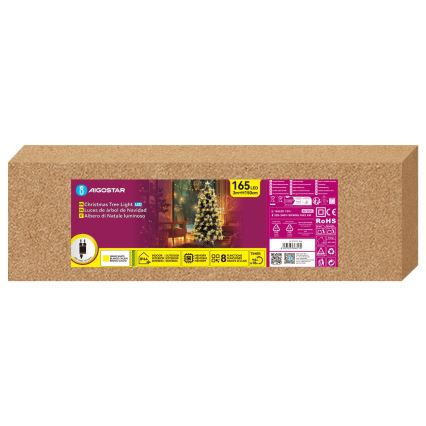 Aigostar - LED Outdoor Christmas Tree 165 LEDs / 8 functions 1.5 m IP44 warm white