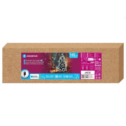 Aigostar - LED Outdoor Christmas Tree 165 LEDs/8 functions 1.5 m IP44 Cool White