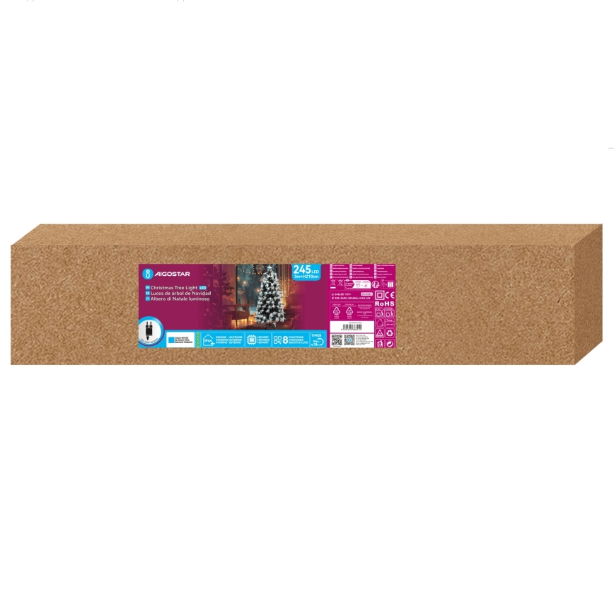 Aigostar - LED Outdoor Christmas Tree 245xLED/8 functions 2,1 m IP44 cool white