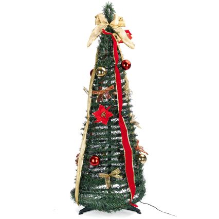Aigostar - Outdoor LED Christmas Tree, 80 LEDs, 1.2 m, IP44, Red/Gold, Warm White