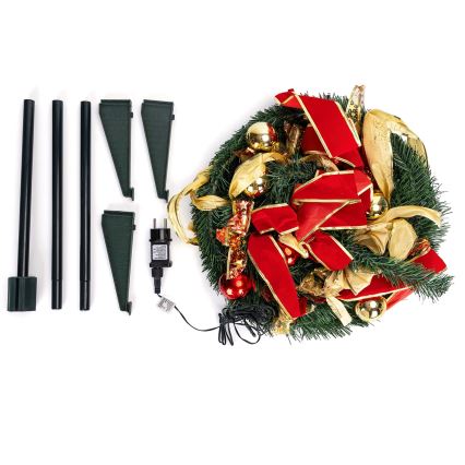 Aigostar - Outdoor LED Christmas Tree, 80 LEDs, 1.2 m, IP44, Red/Gold, Warm White