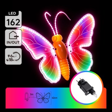 Aigostar - LED outdoor decoration 162 LEDs 42 cm IP44 butterfly/multicolor