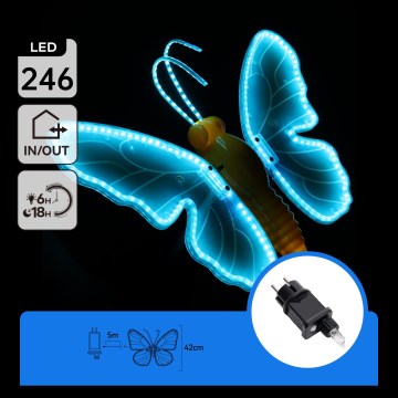 Aigostar - LED Outdoor Decoration 246xLED/9W/230V 42 cm IP44 butterfly/blue