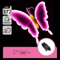 Aigostar - LED Outdoor Decoration 372 LEDs 60 cm IP44 Butterfly/Pink