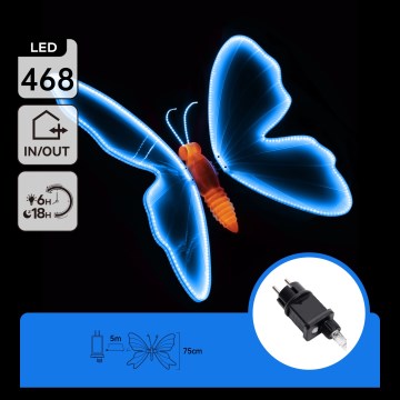 Aigostar - LED Outdoor Decoration 468xLED 75 cm IP44 butterfly/blue