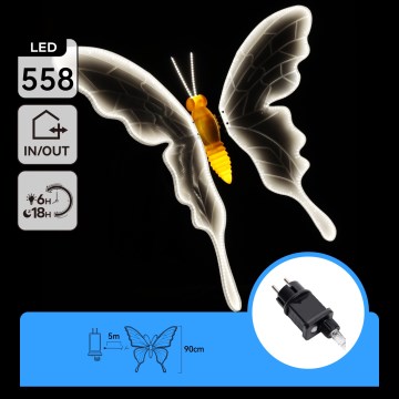 Aigostar - LED Outdoor Decoration 558xLED/18W/230V 90 cm IP44 butterfly/cool white