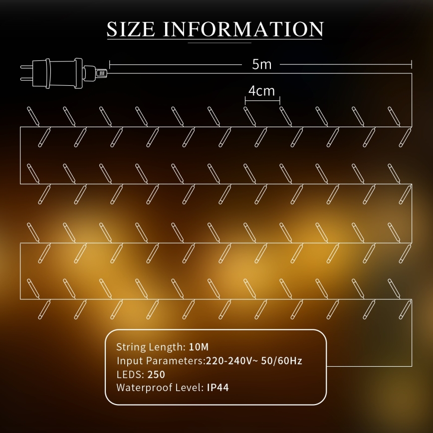 Aigostar - LED Outdoor decorative chain 250xLED/10m IP44 warm white
