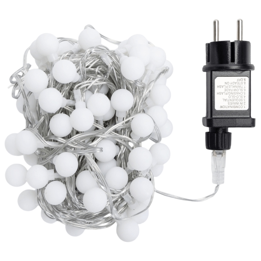 Aigostar - LED Outdoor Decorative String Lights, 100 LEDs, 8 Functions, 10 m, IP44, Cool White