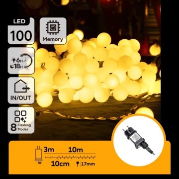 Aigostar - LED Outdoor Decorative String Lights, 100 LEDs / 8 Lighting Modes, 10 m, IP44, Warm White