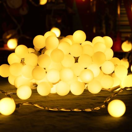 Aigostar - 5 m LED Outdoor Decorative String Lights, 50 LEDs, 8 Modes, IP44, Warm White