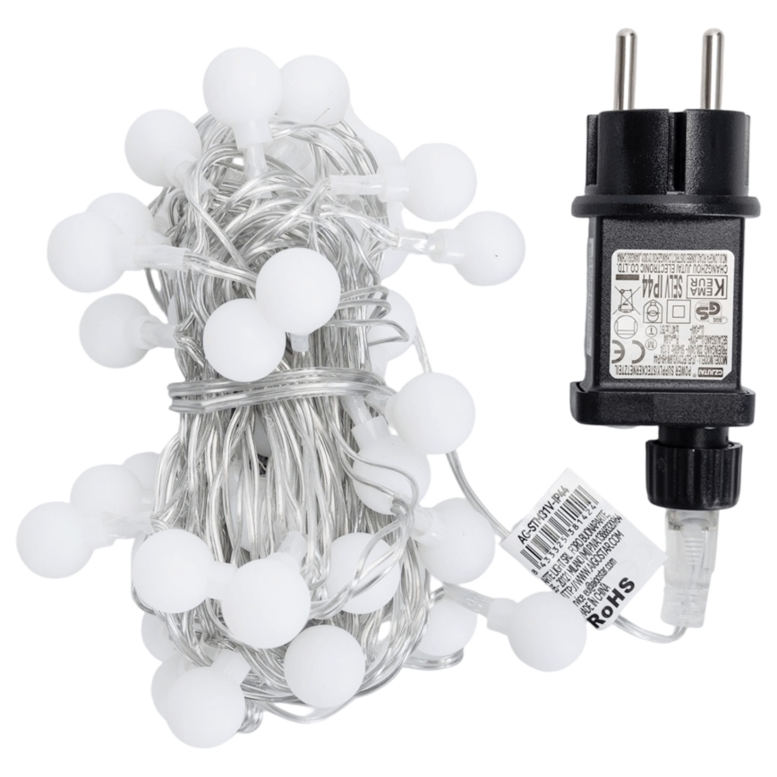 Aigostar - 5 m LED Outdoor Decorative String Lights, 50 LEDs, 8 Modes, IP44, Warm White