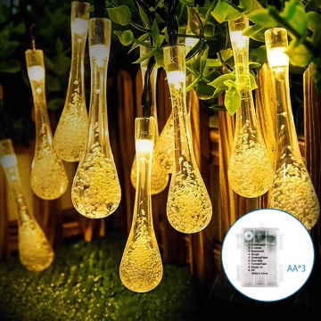 Aigostar - LED Outdoor Decorative String Lights 50xLED/8 functions 3xAA 5.3m IP44 warm white