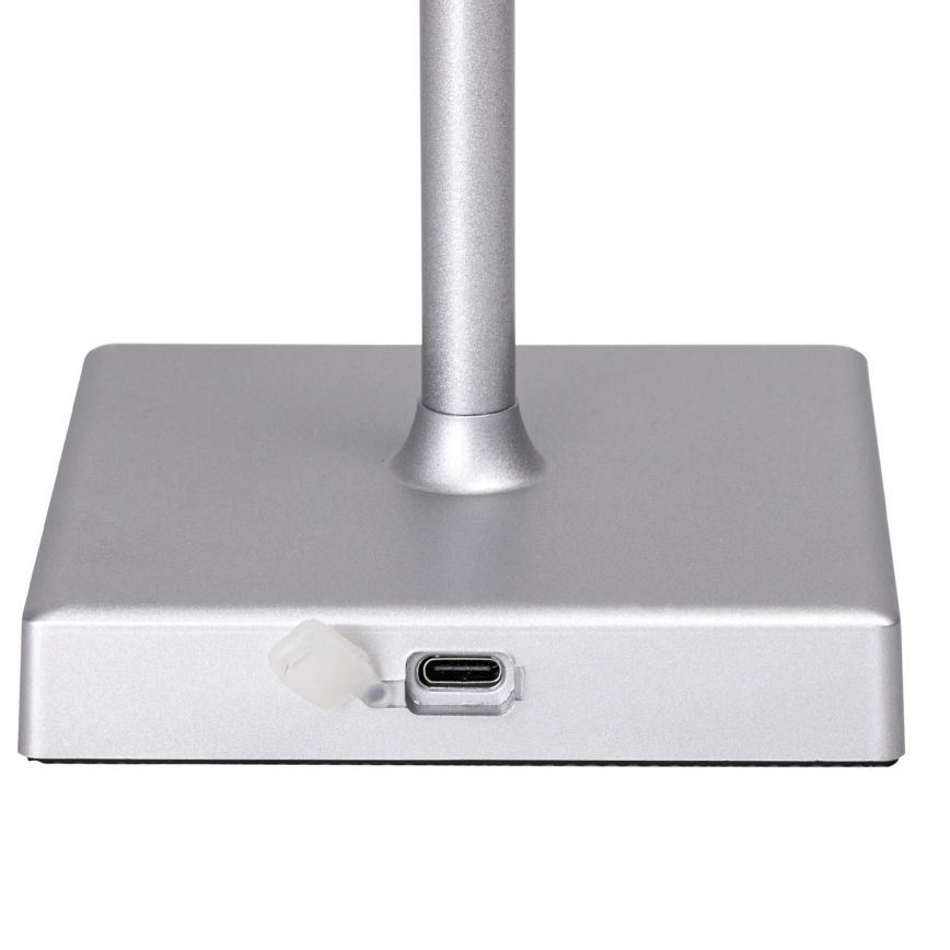 Aigostar - LED Outdoor dimmable rechargeable table lamp LED/4W/5V 3600mAh white/matte chrome IP54