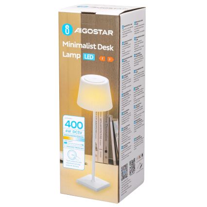 Aigostar - LED Outdoor dimmable rechargeable table lamp LED/4W/5V 3600mAh white IP54
