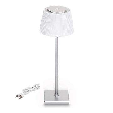 Aigostar - LED Outdoor dimmable rechargeable table lamp LED/4W/5V 3600mAh white/matte chrome IP54